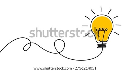Lightbulb idea concept banner, creative concept bulb sign hand drawn, innovations symbol