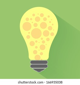 Lightbulb idea concept flat design and long shadow.