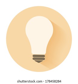 Lightbulb idea concept flat design and long shadow.