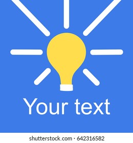 Lightbulb idea concept icon over blue with free space for your text. Vector illustration