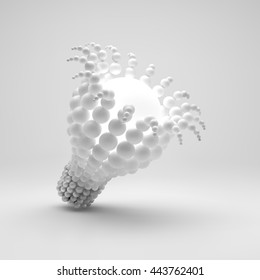 Lightbulb. Idea Concept. Vector Illustration for Marketing, Website, Business Presentation. 3d Spheres Composition. Futuristic Technology Style.