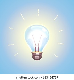 Lightbulb idea design concept. Vector illustration in retro cartoon style
