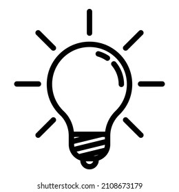 Icono plano luminoso de la idea de una bombilla de luz aislado en fondo blanco