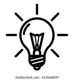 Icono plano luminoso de la idea de una bombilla de luz aislado en fondo blanco