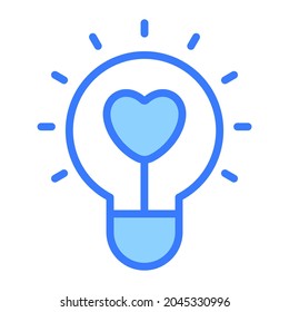 Glühbirne, Idee Liebe Symbol, einfaches Design blaue Linie Symbol.