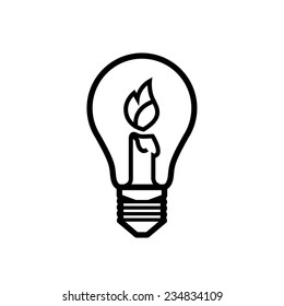 lightbulb idea of non-renewable energy sources - ecological orientation saving the planet caring for the earth - vector for logos or designs
