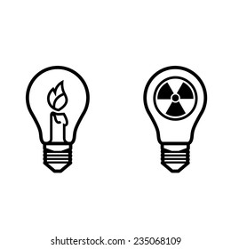 lightbulb idea of non-renewable energy sources - ecological orientation saving the planet caring for the earth - vector for logos or designs