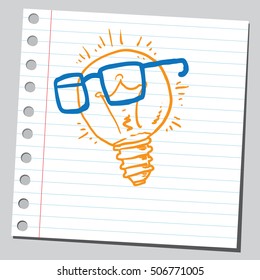 Lightbulb idea symbol with glasses 