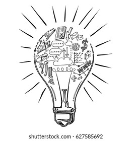 Lightbulb ideas concept doodles