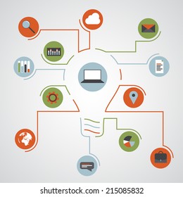 Lightbulb and infographic icons, vector