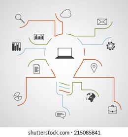 Lightbulb and infographic icons, vector