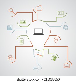 Lightbulb and infographic icons, vector