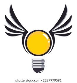 Lightbulb innovation logo with wings vector icon graphic illustration