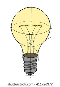 Lightbulb isolated icon. Lamp icon. Hand drawn lamp. Light bulb icon. Lamp sketch. Cartoon lamp. Lamp isolated white background. Hand draw lamp vector stock illustration