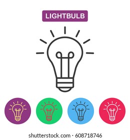 Lightbulb. Isolated  Line Icon Pictogram. Buld Imaige. Simple Thin Line Icon For Websites, Web Design, Mobile App, Infographics.