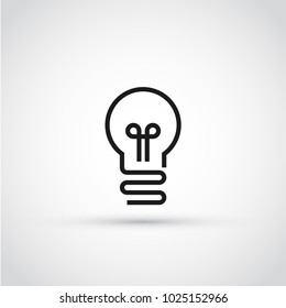 Lightbulb. Isolated vector icon, sign, emblem, pictogram. Flat style for design, web, logo or UI. Eps10