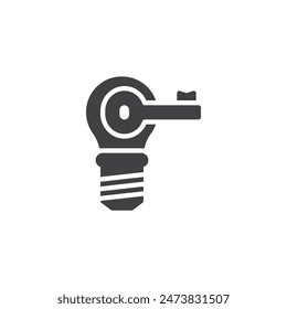 Lightbulb with a key vector icon. filled flat sign for mobile concept and web design. Password Hint glyph icon. Symbol, logo illustration. Vector graphics