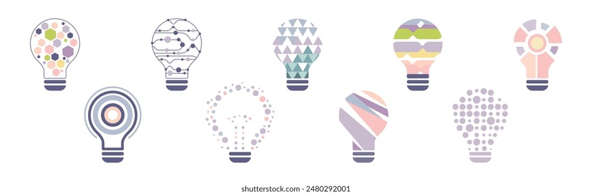 Lightbulb as Knowledge and Smart Solution Icon Vector Set