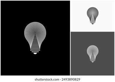 Ilustración de diseño de logotipo de Vector minimalista de arte de línea Abstractas de la solución de innovación de la lámpara de bombilla