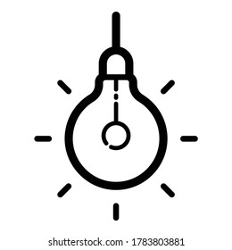 Icono plano interior de la lámpara luminosa aislado en fondo blanco