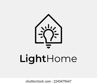 Lightbulb Lamp Shine Power Energy Electric Home House Building Architecture Icon Vector Logo Design