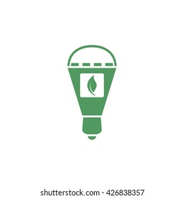 Lightbulb leaf ecology green vector eps 10 icon. Led symbol, bulb sign, color glow lamp business idea illustration brainstorm concept