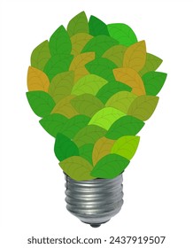 lightbulb leaf green energy illustration.