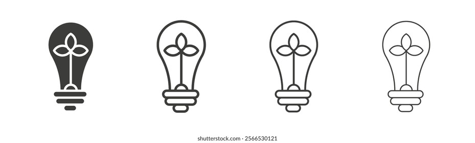 Lightbulb with leaf icon collection for website design, app, UI design.