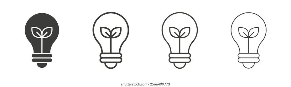 Lightbulb with leaf icon flat and linear vector illustration on white background.