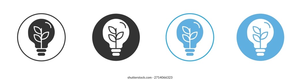 Bombilla con icono de hoja. Plantilla de diseño de iconos gráficos