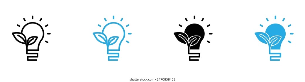 Lightbulb with leaf icon vector set collection for web
