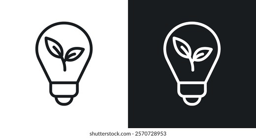 Lightbulb with leaf icons set vectors on white background.