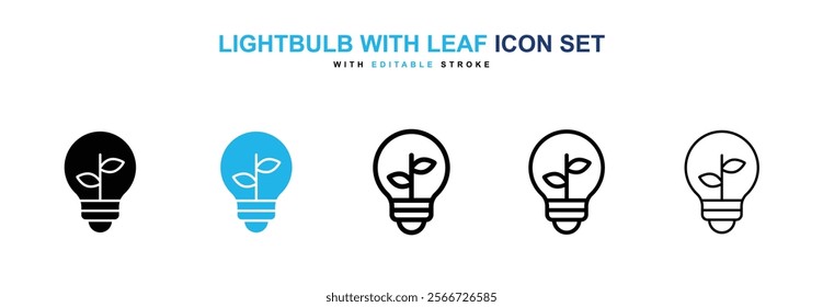 Lightbulb with leaf icons vector collection pack.