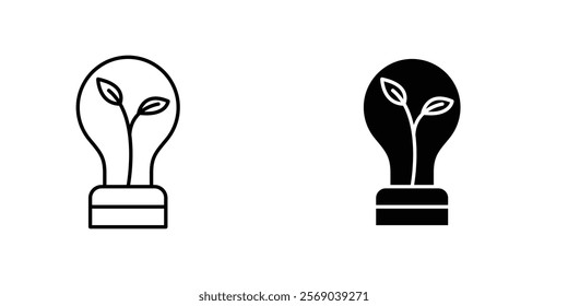 Lightbulb with leaf icons vector graphic pack