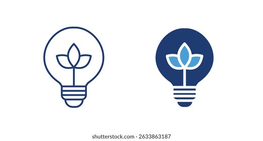 Lightbulb with a leaf inside symbolizing green energy, eco innovation, and sustainable ideas. Perfect for renewable energy, green tech, and startup branding.