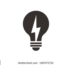 Lightbulb light electricity. Light bulb and lightning bolt logo template.
