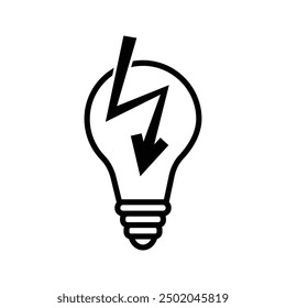 lightbulb with lightning bolt, illustration of electricity voltage icon vector