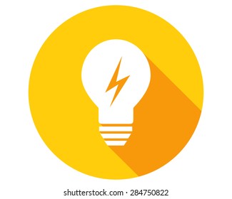Lightbulb with lightning symbol in flat design
