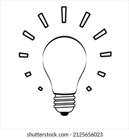 Lightbulb line black icon. Electric lamp icon isolated on white background. Vector illustration.