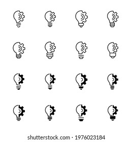 Lightbulb line and glyph icon set. Simple outline and solid style collection. Creative solution, lamp, light bulb symbol, inspiration concept. Vector illustration isolated on white background. EPS 10