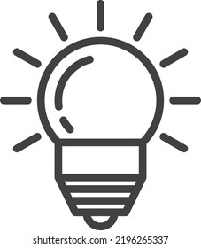 Icono de línea de bombilla. Símbolo de idea. Signo de luz