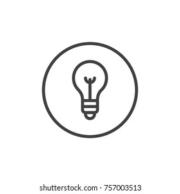 Lightbulb Line Icon, Outline Vector Sign, Linear Style Pictogram Isolated On White. Lamp Symbol, Logo Illustration. Editable Stroke