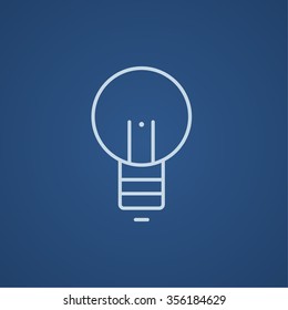 Lightbulb line icon for web, mobile and infographics. Vector light blue icon isolated on blue background.