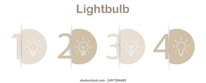 Lightbulb line icons. Basic lightbulb, illuminated, lightbulb, eco lightbulb, energy-saving, bright, LED, idea, turned-off, vintage