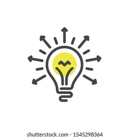 Lightbulb linear Icon. Idea and creativity in business. Stock Vector illustration isolated on white background.