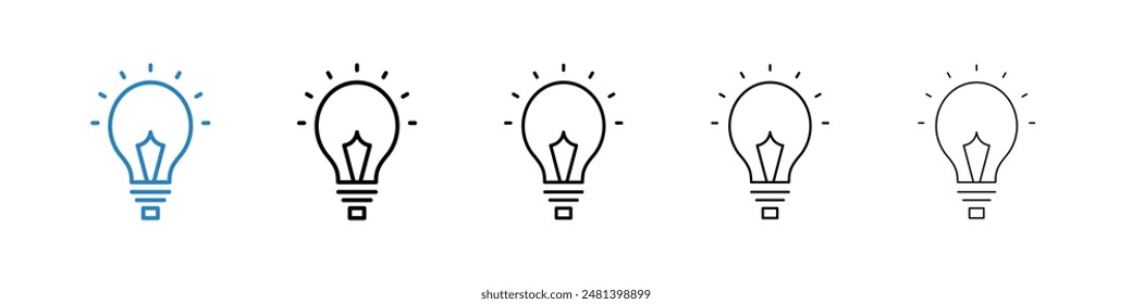 Lightbulb liner icon vector set.