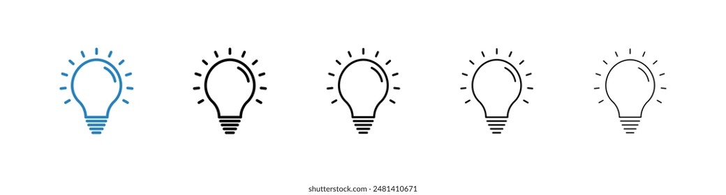Lightbulb liner icon vector set.