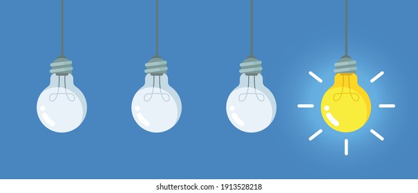 Lightbulb with liquid inside steps to creativity, concept of get ideas. Eps 10 vector illustration.