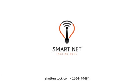 Lightbulb logo design combined with wifi symbol. vector