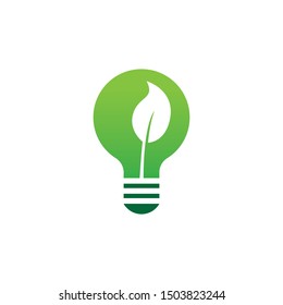 lightbulb logo design template with the concept of leaves and trees inside, light bulb logo design